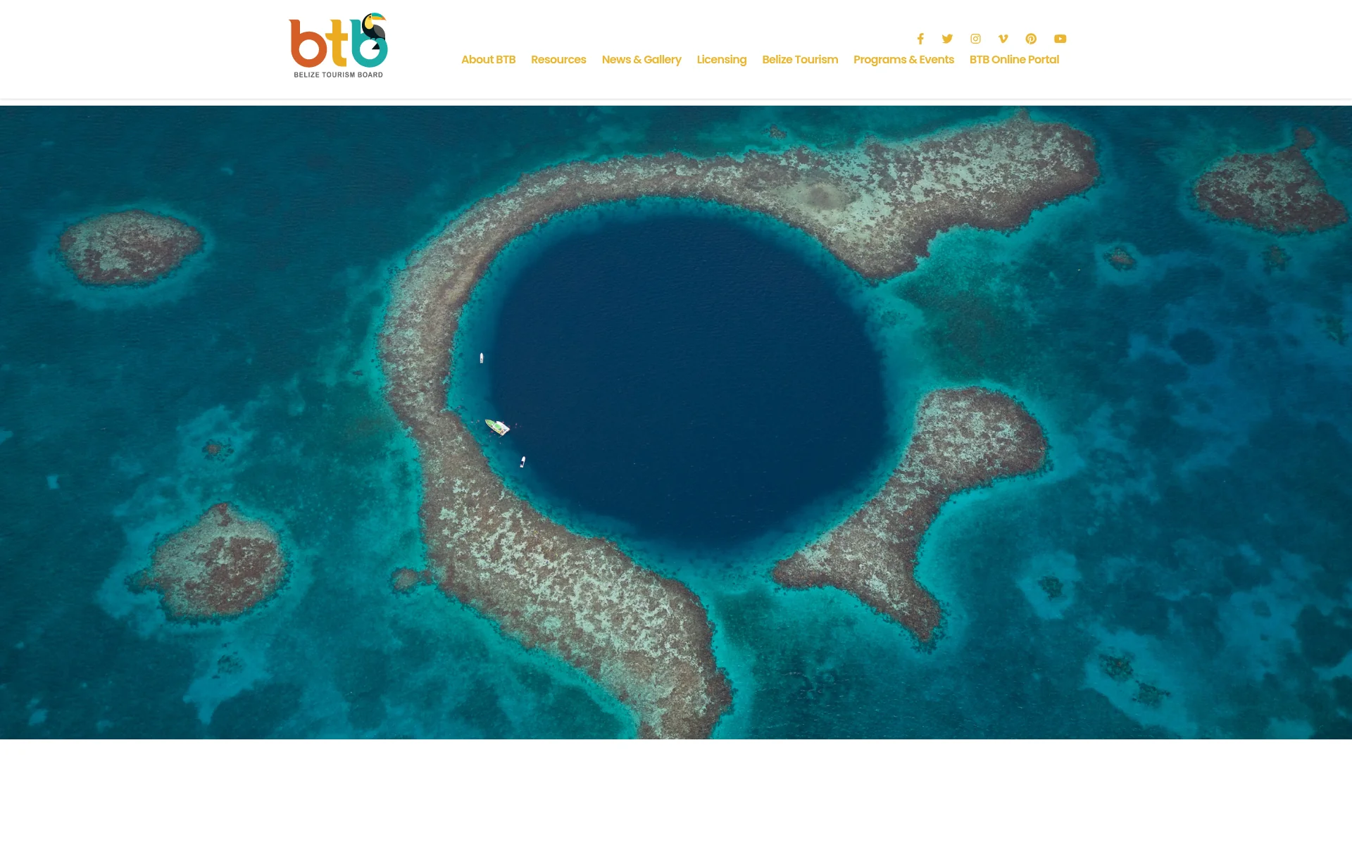 belizetourismboard.org 主页截图