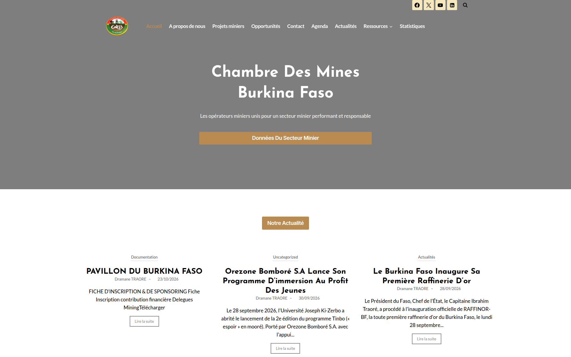 chambredesmines.bf 主页截图
