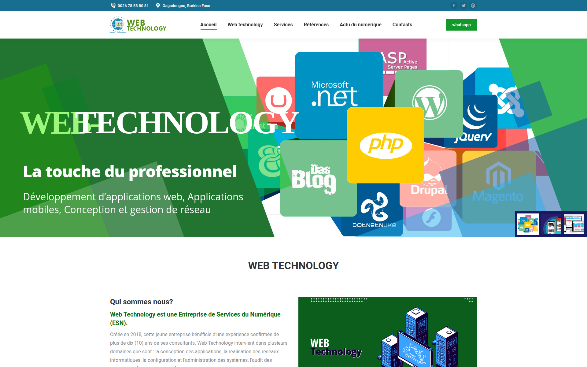 web-technology.bf 主页截图