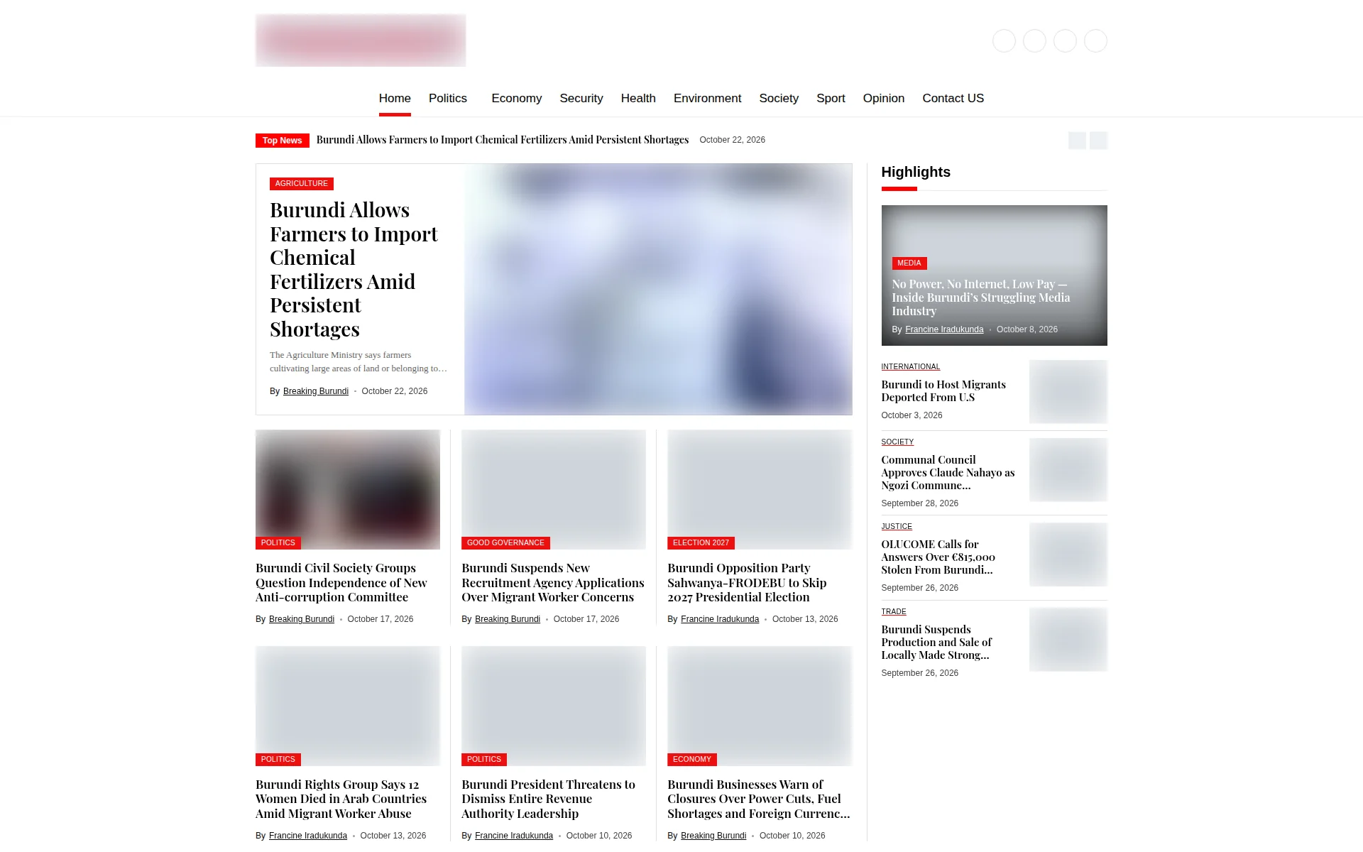 breakingburundi.com 主页截图