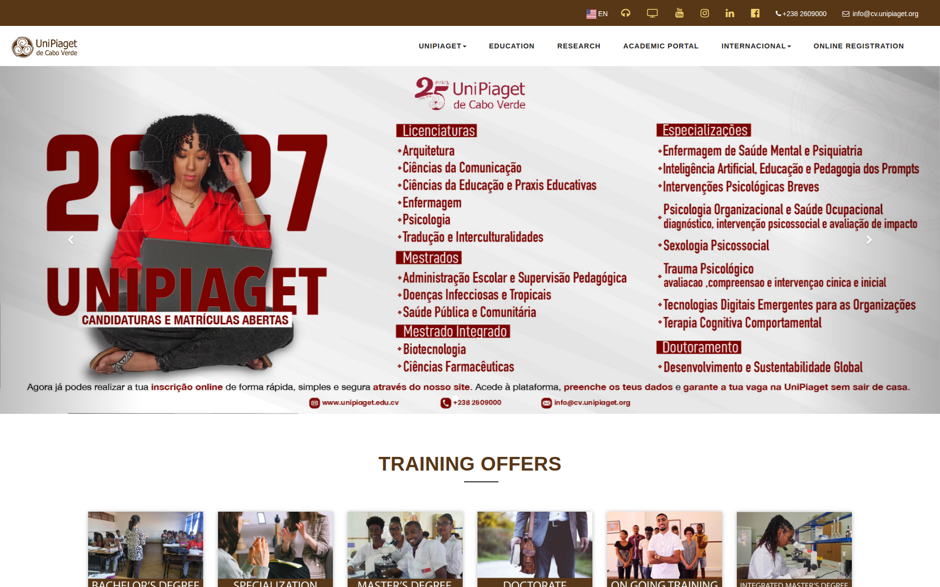 unipiaget.edu.cv 主页截图