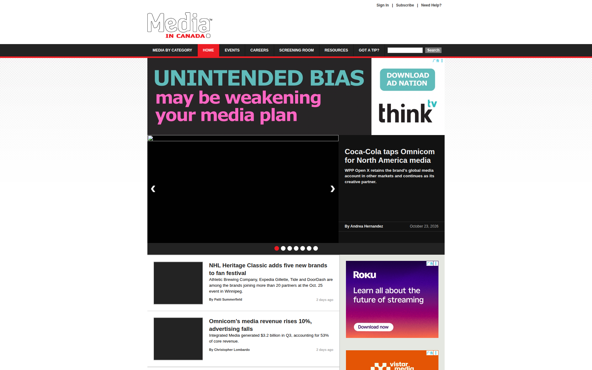 mediaincanada.com 主页截图