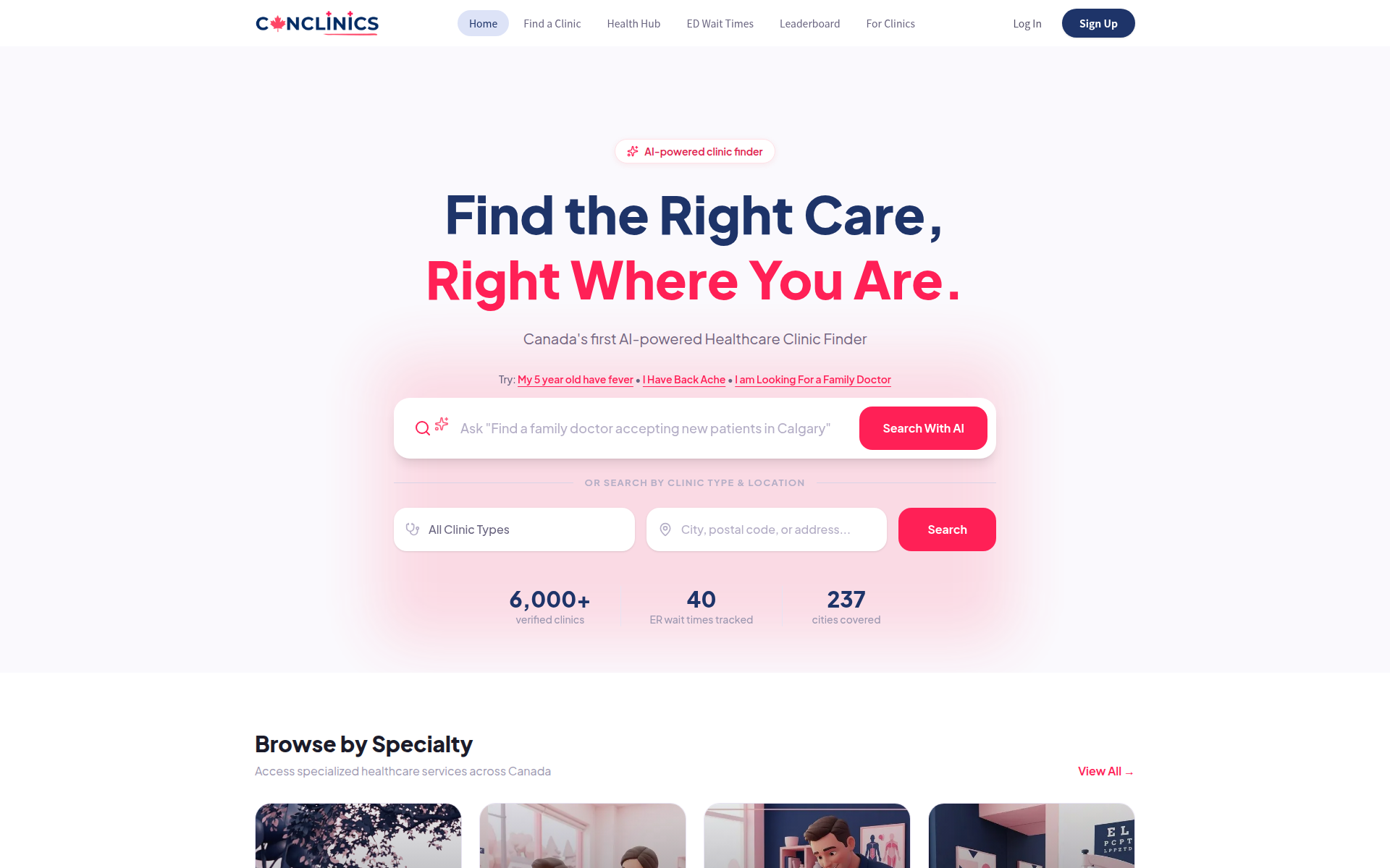 canclinics.ca 主页截图