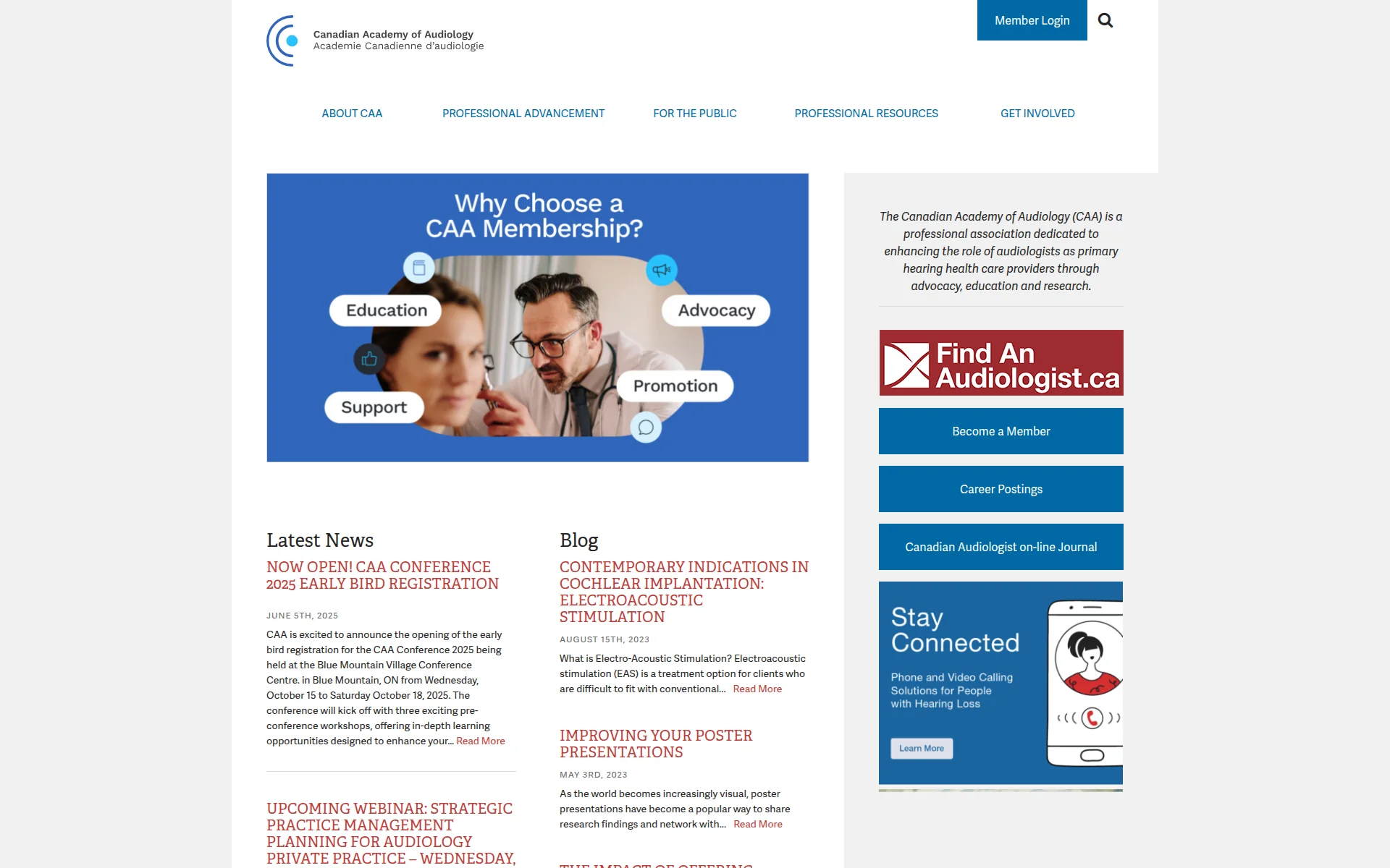 canadianaudiology.ca 主页截图