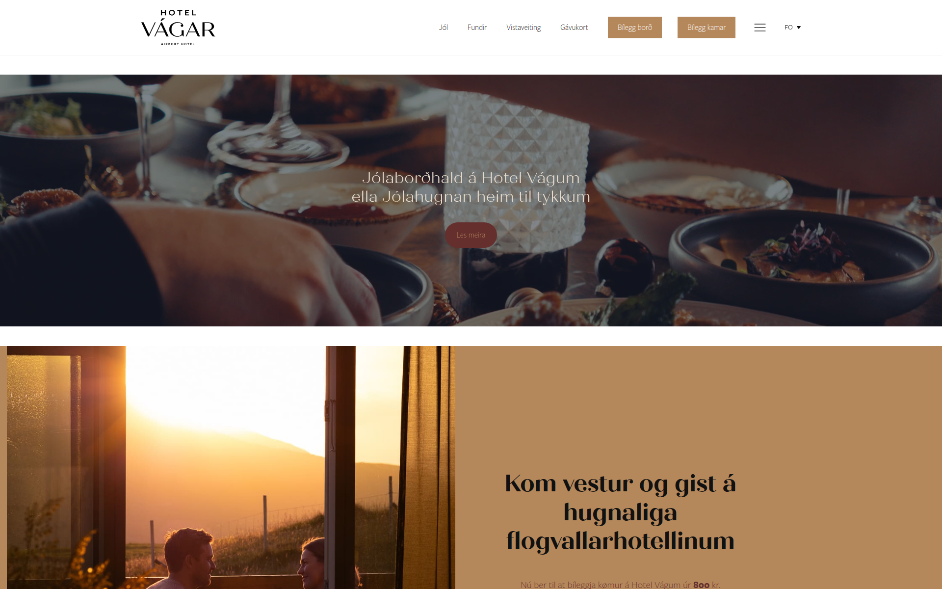 hotelvagar.fo 主页截图