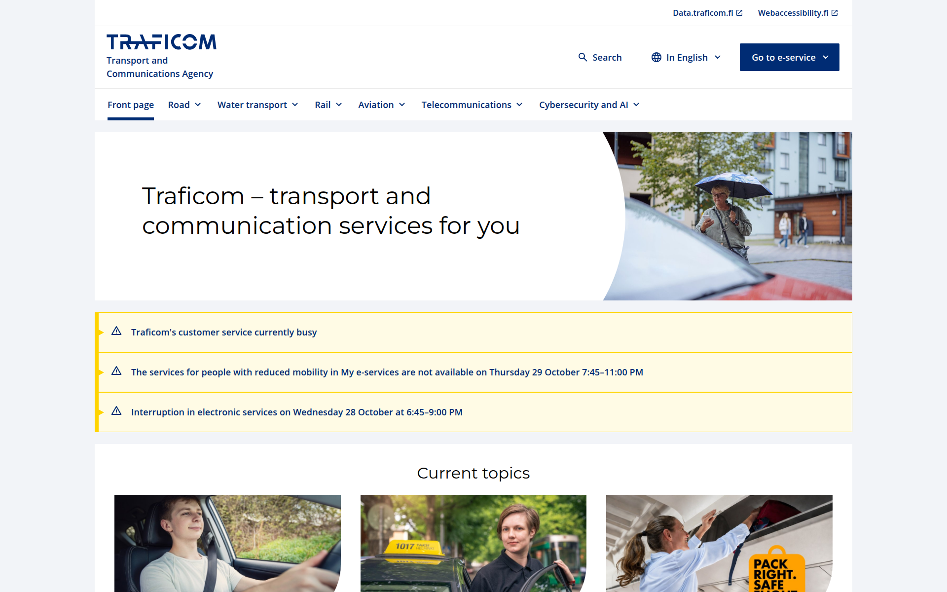 traficom.fi 主页截图