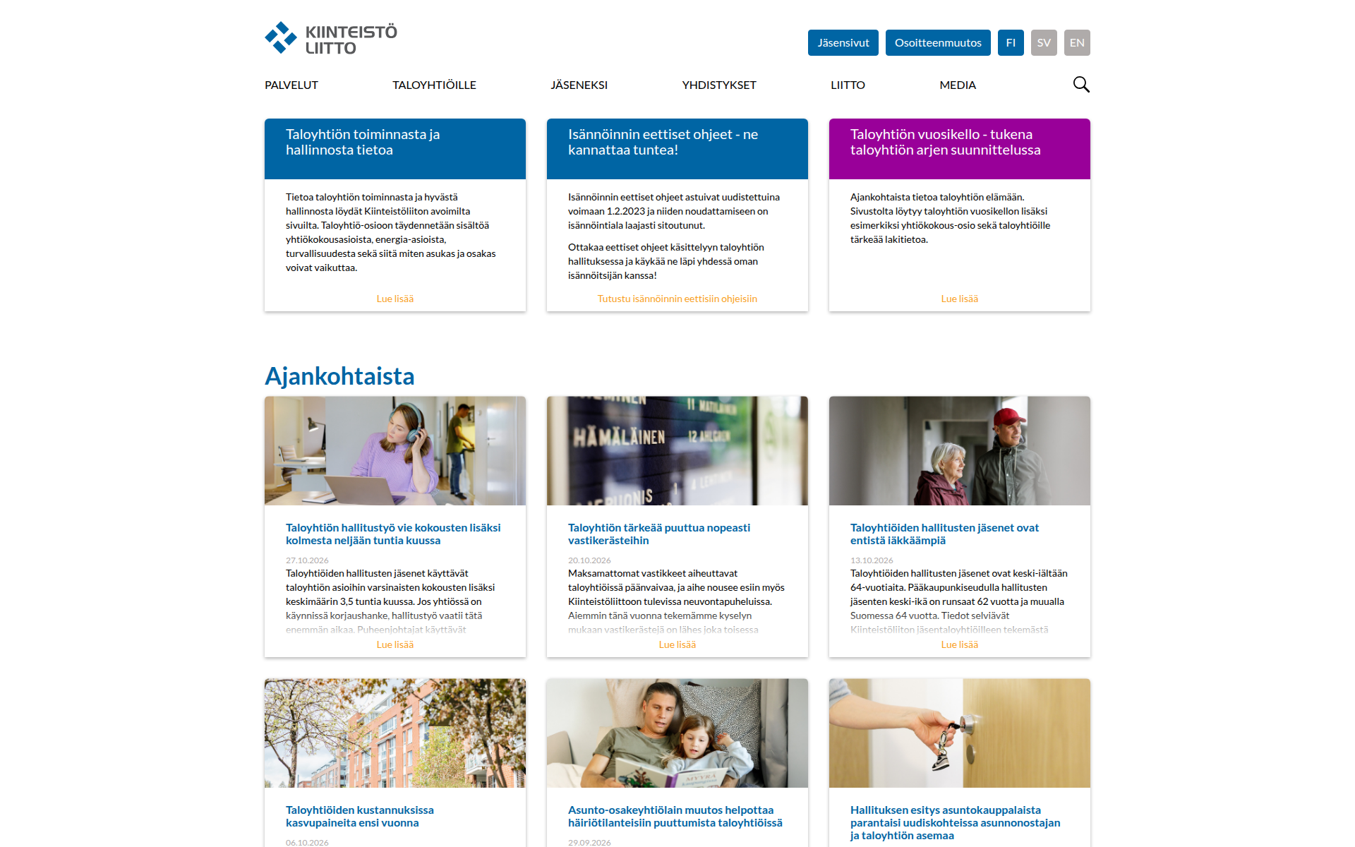 kiinteistoliitto.fi 主页截图