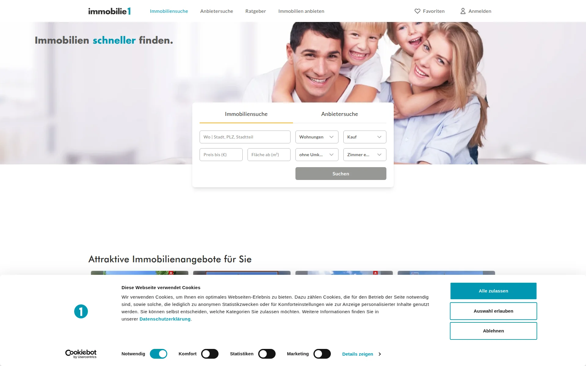 immobilie1.de 主页截图