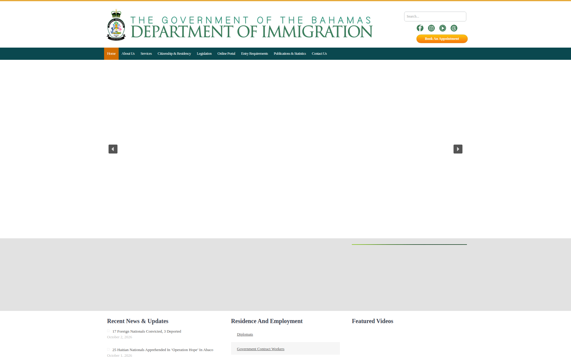 immigration.gov.bs 主页截图