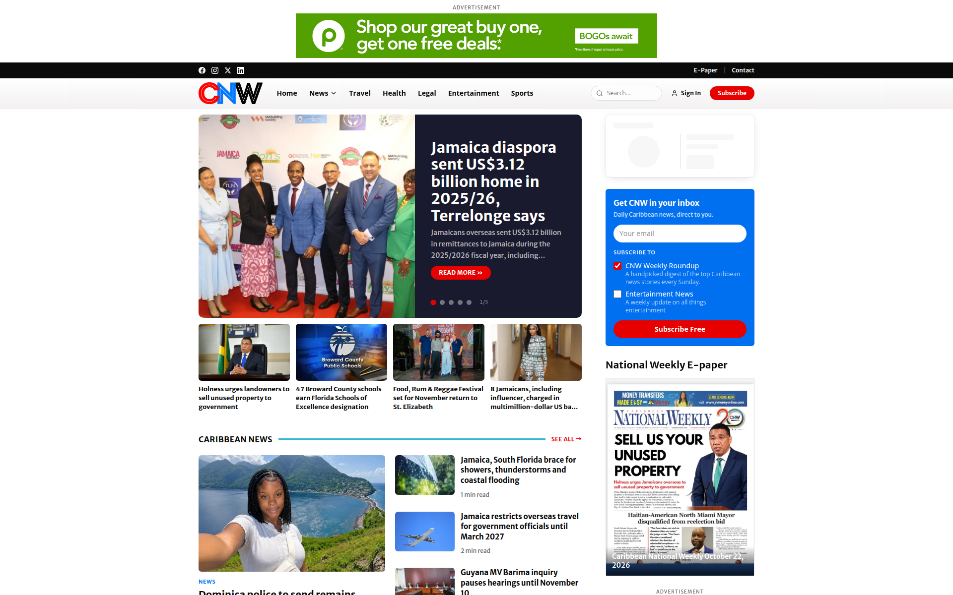 caribbeannationalweekly.com 主页截图