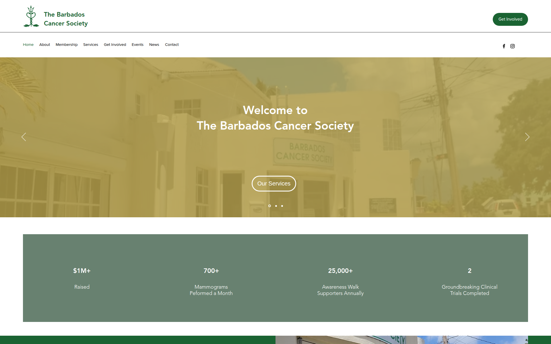 thebarbadoscancersociety.com 主页截图