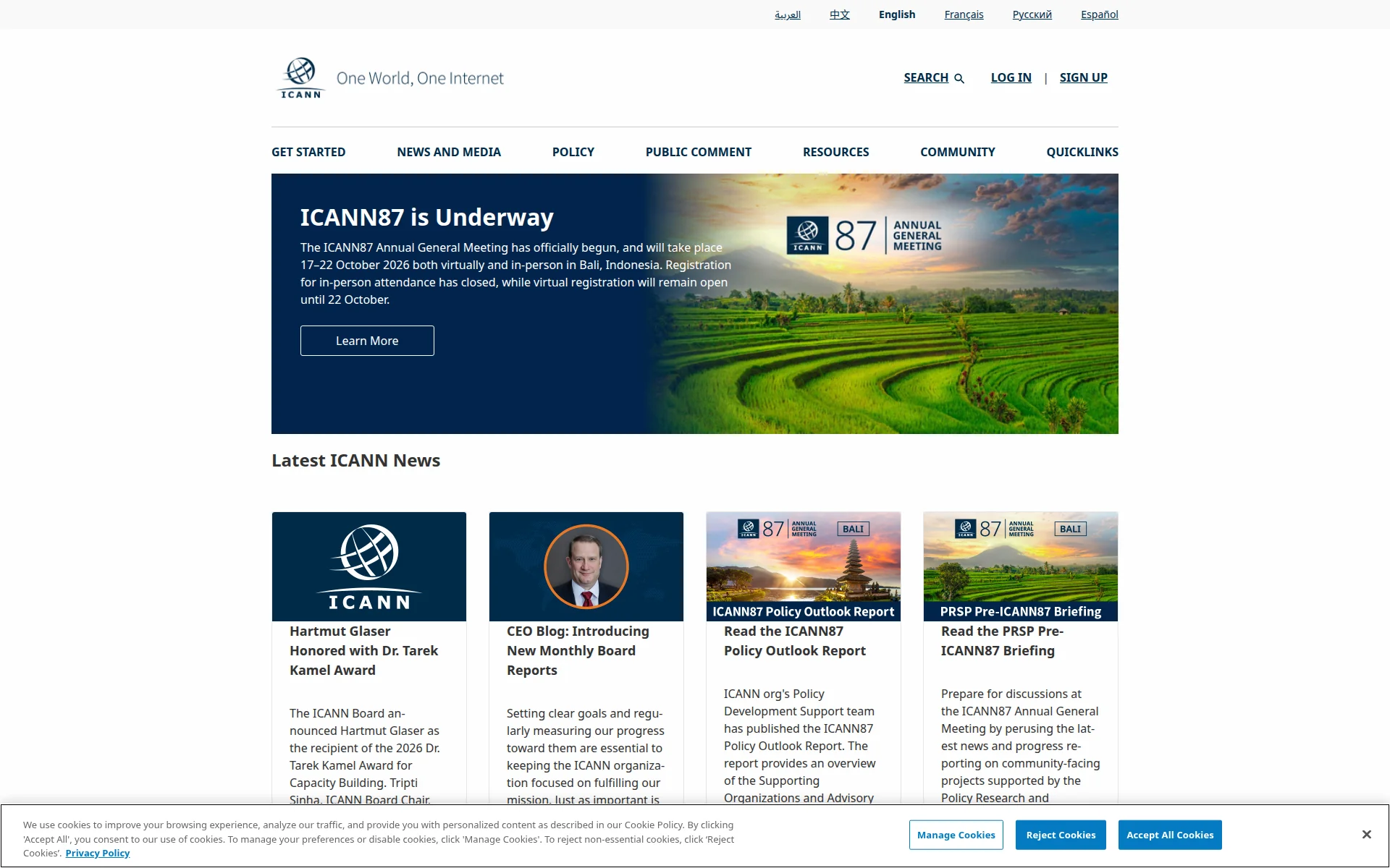 icann.org 主页截图