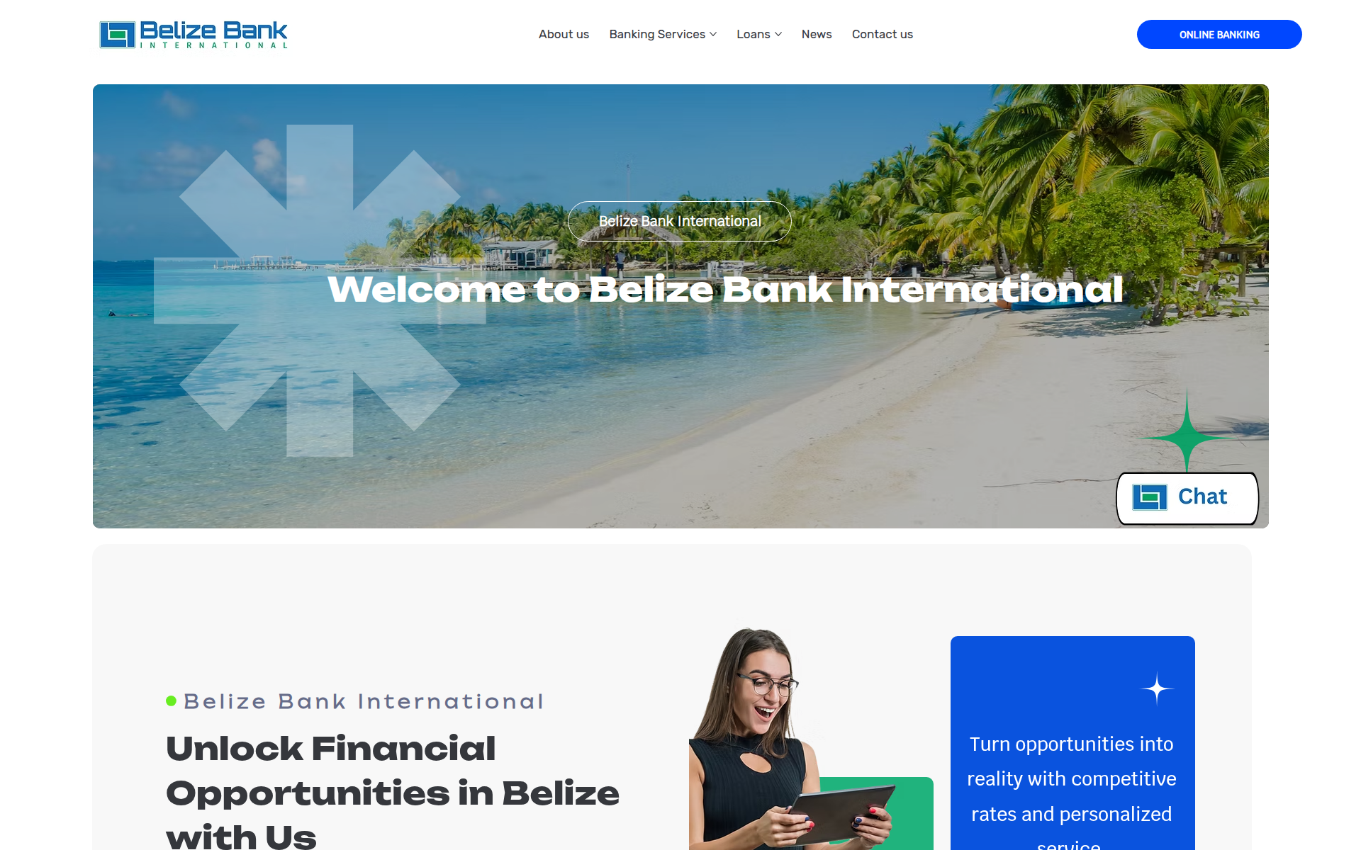 belizebankinternational.com 主页截图