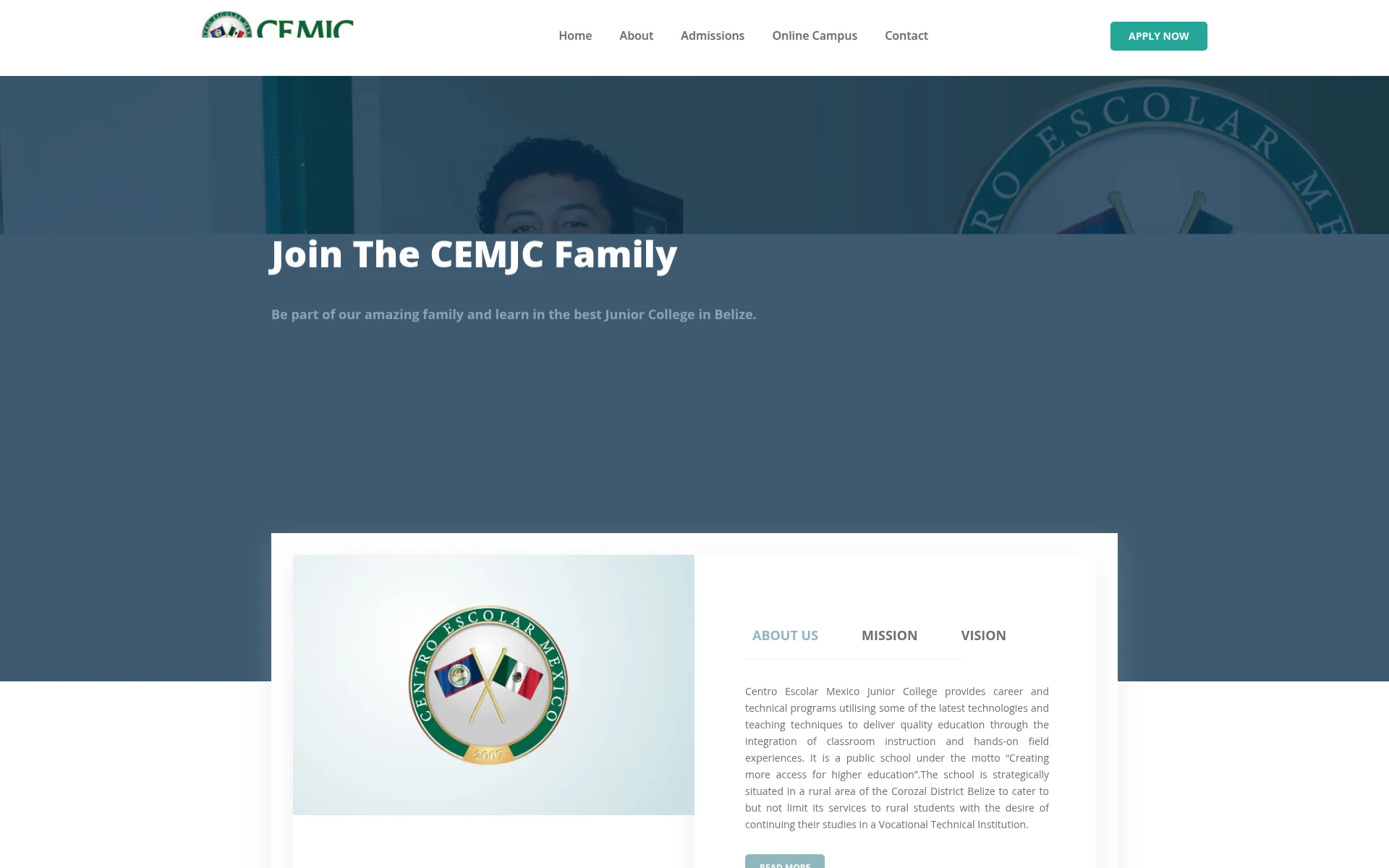 cemjc.edu.bz 主页截图