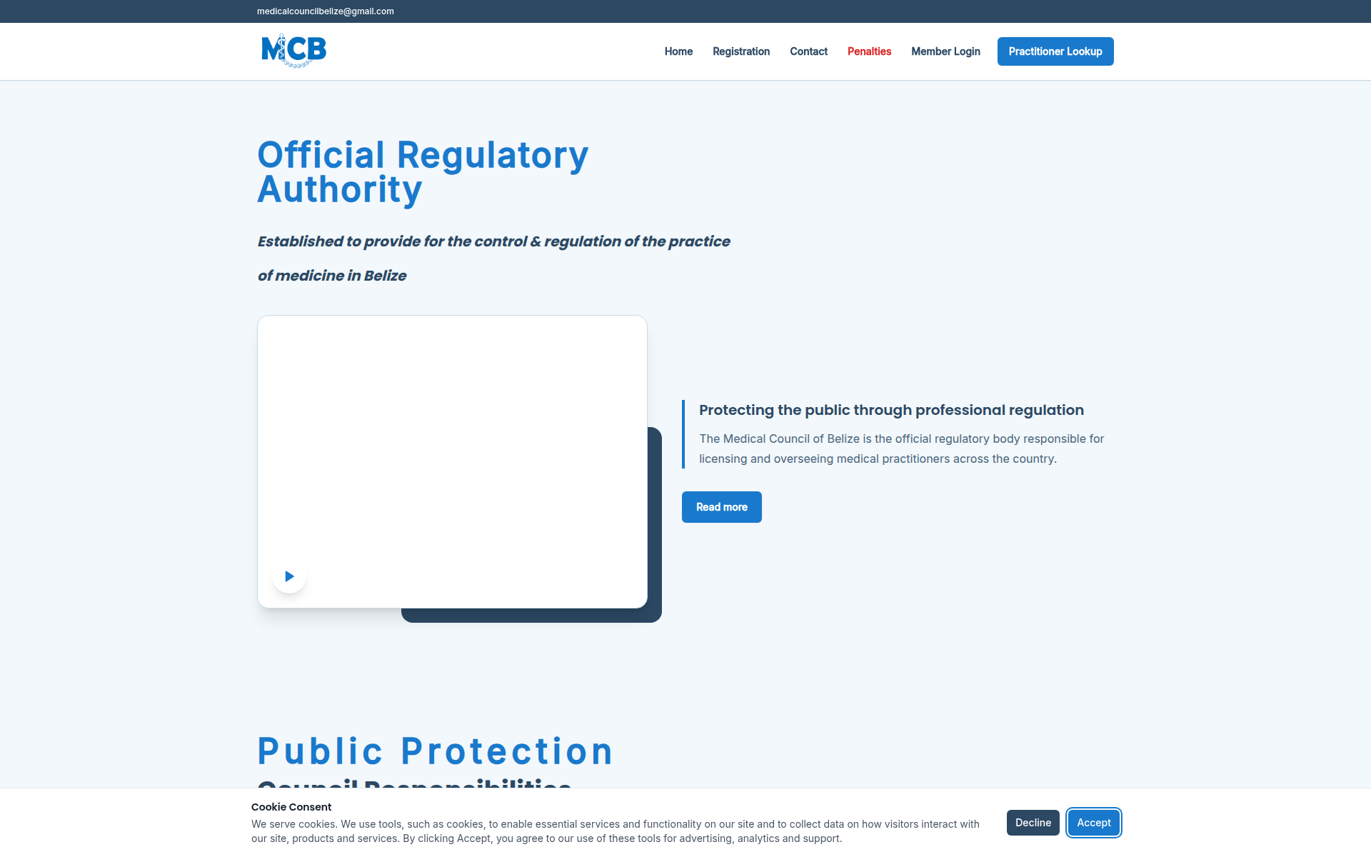 medicalcouncil.bz 主页截图