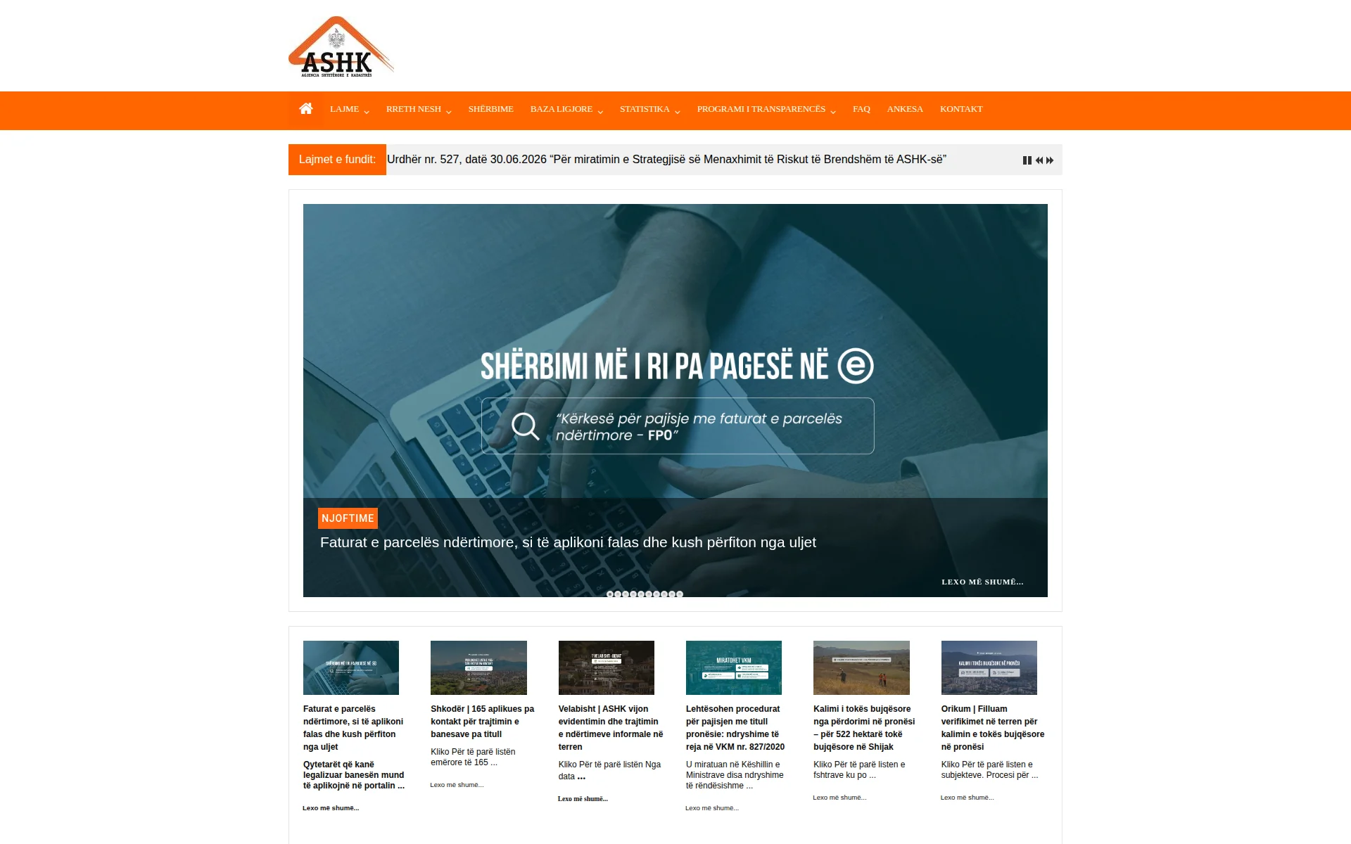 ashk.gov.al 主页截图