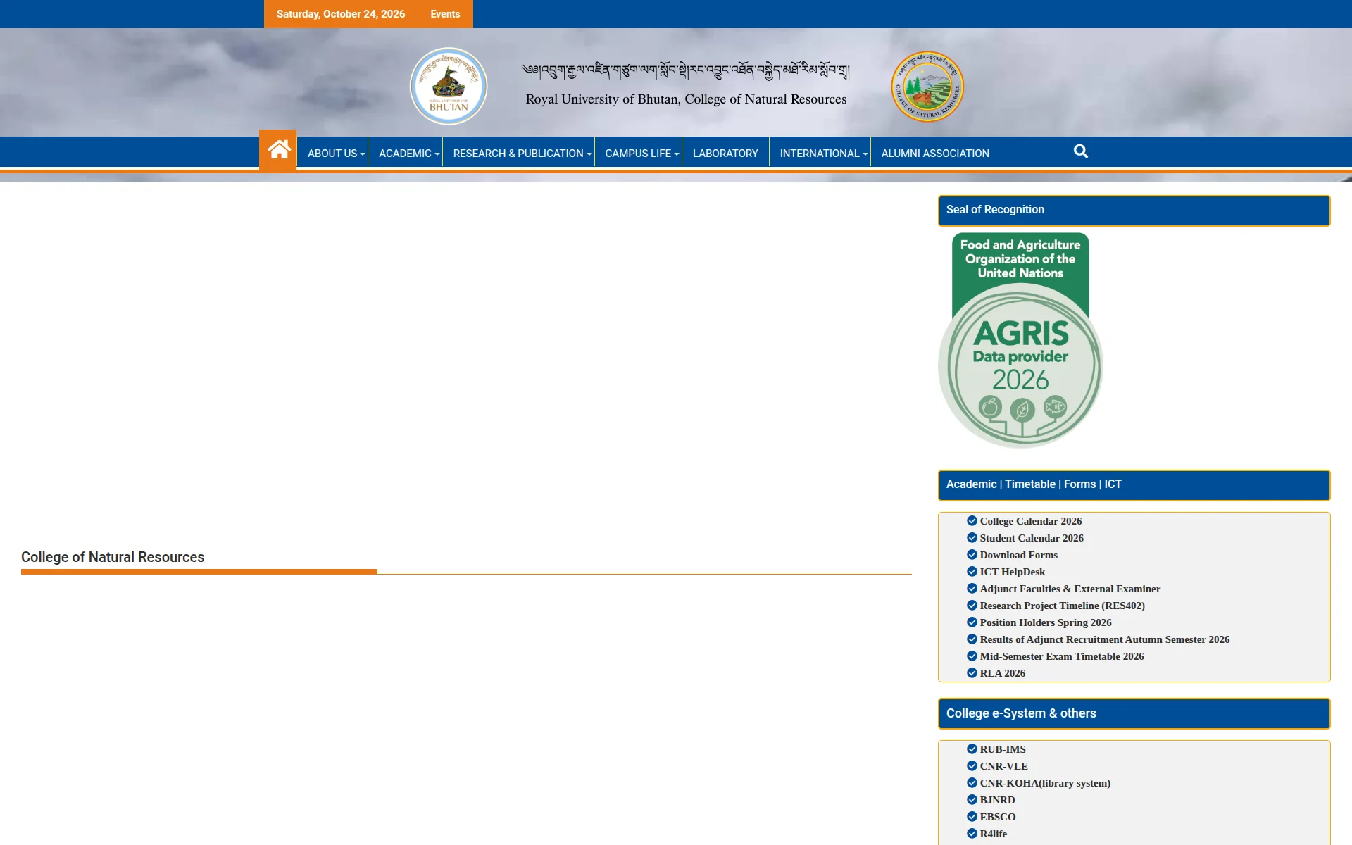 cnr.edu.bt 主页截图