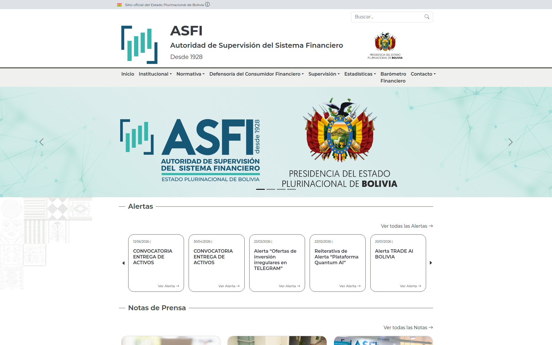 asfi.gob.bo 主页截图