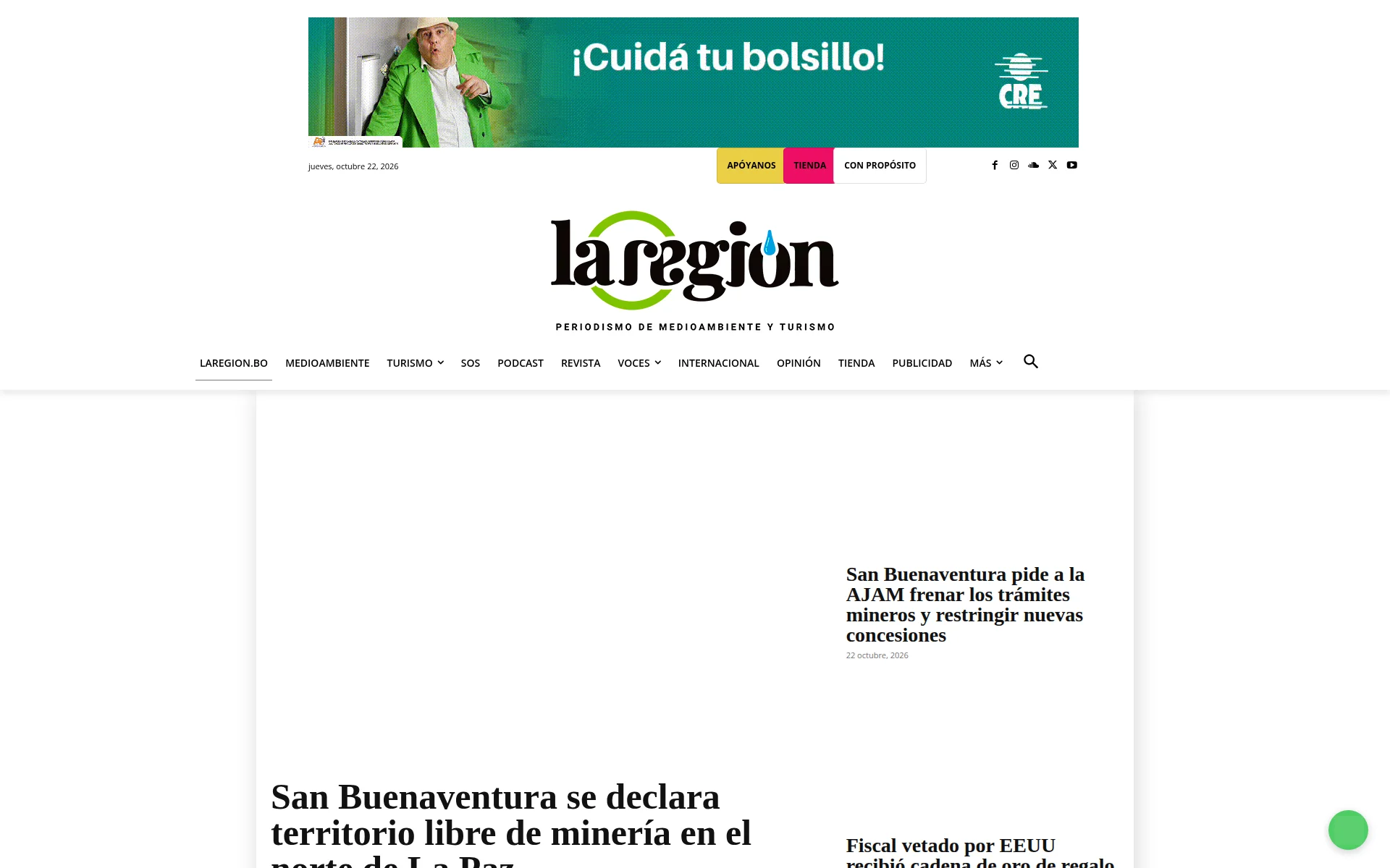 laregion.bo 主页截图