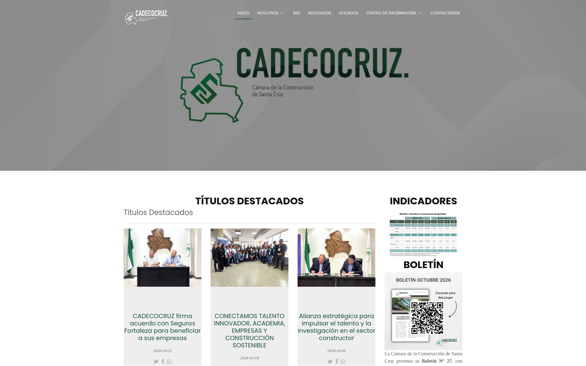 cadecocruz.org.bo 主页截图
