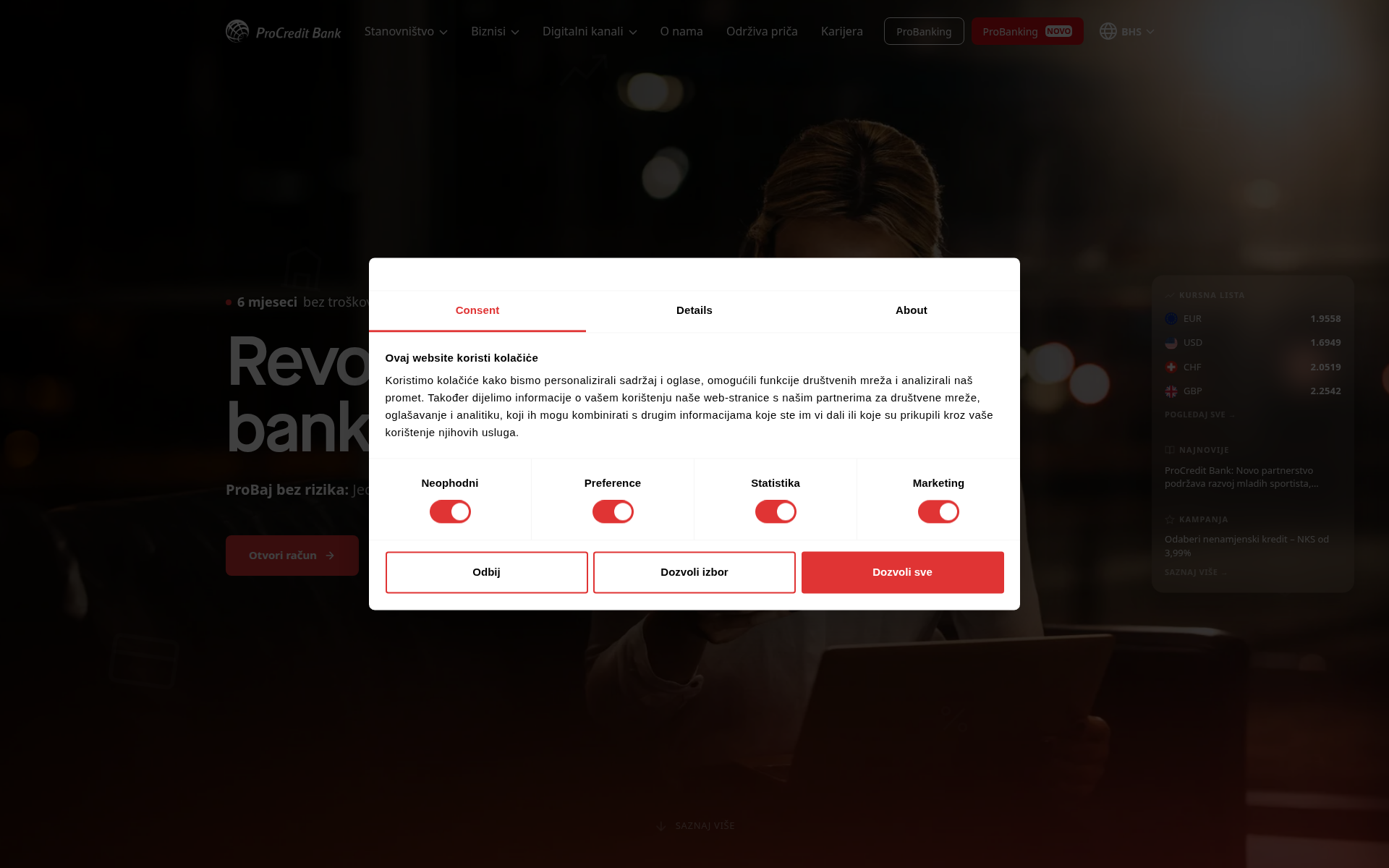 procreditbank.ba 主页截图