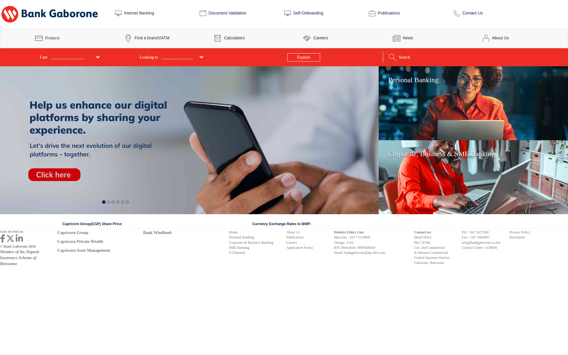 bankgaborone.co.bw 主页截图