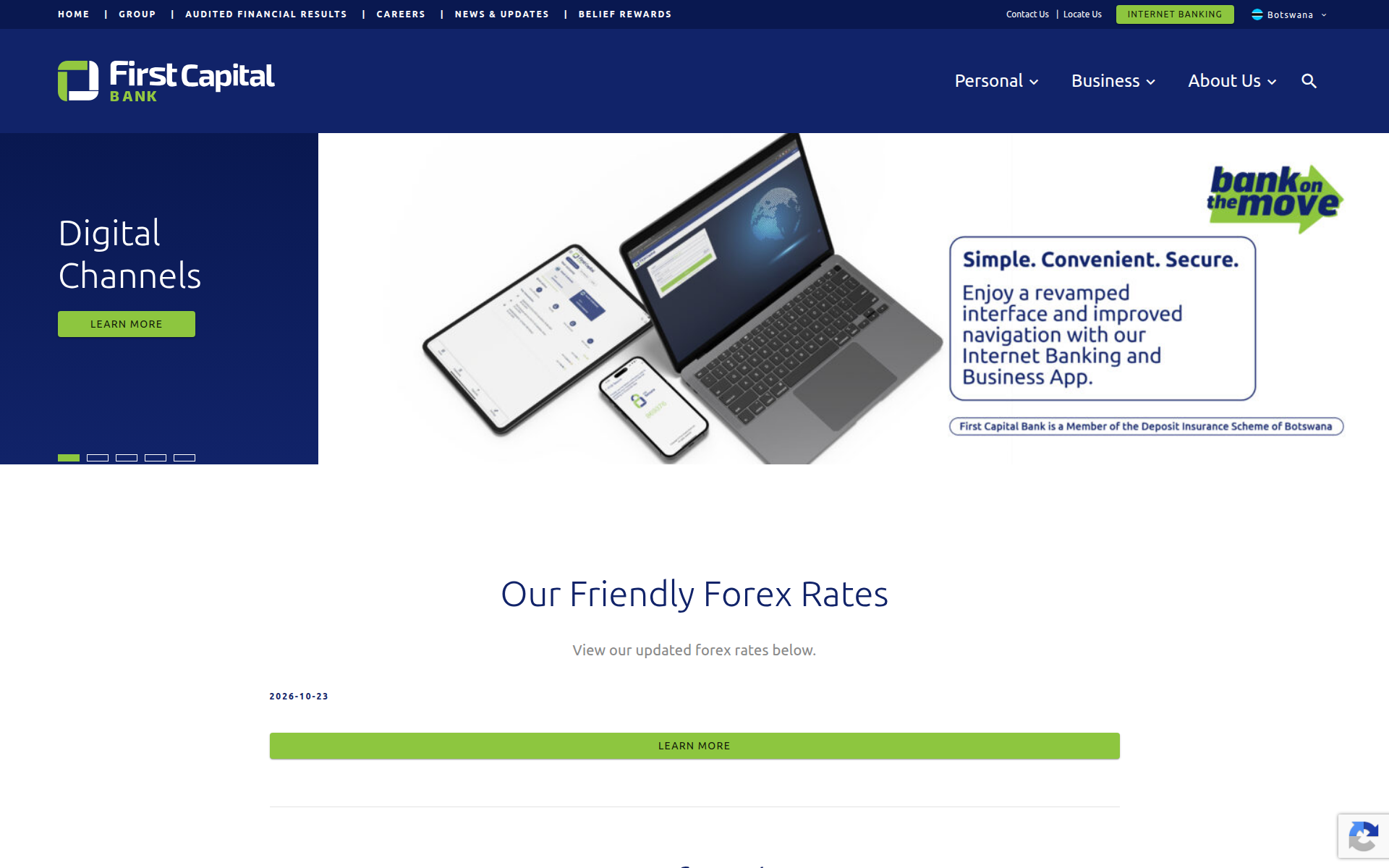 firstcapitalbank.co.bw 主页截图