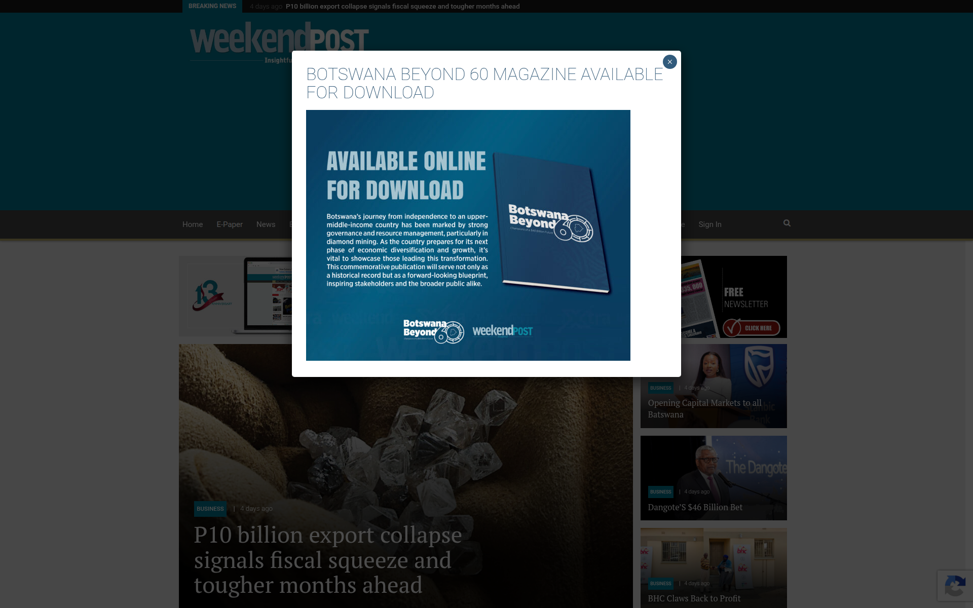 weekendpost.co.bw 主页截图