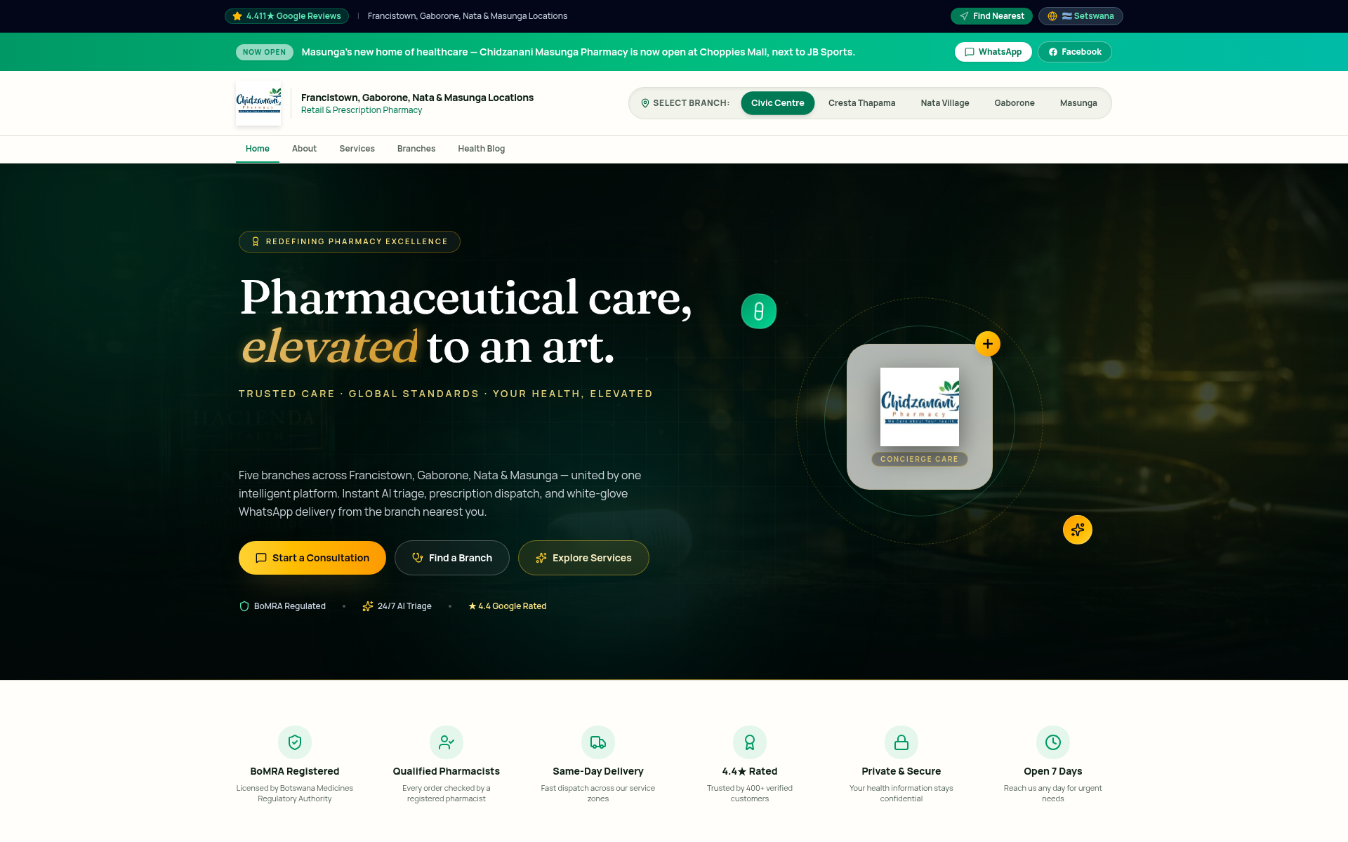 chidzananipharmacy.com 主页截图