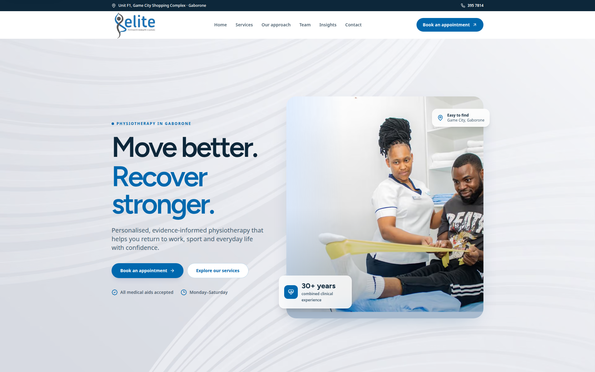 elitephysiotherapy.co.bw 主页截图