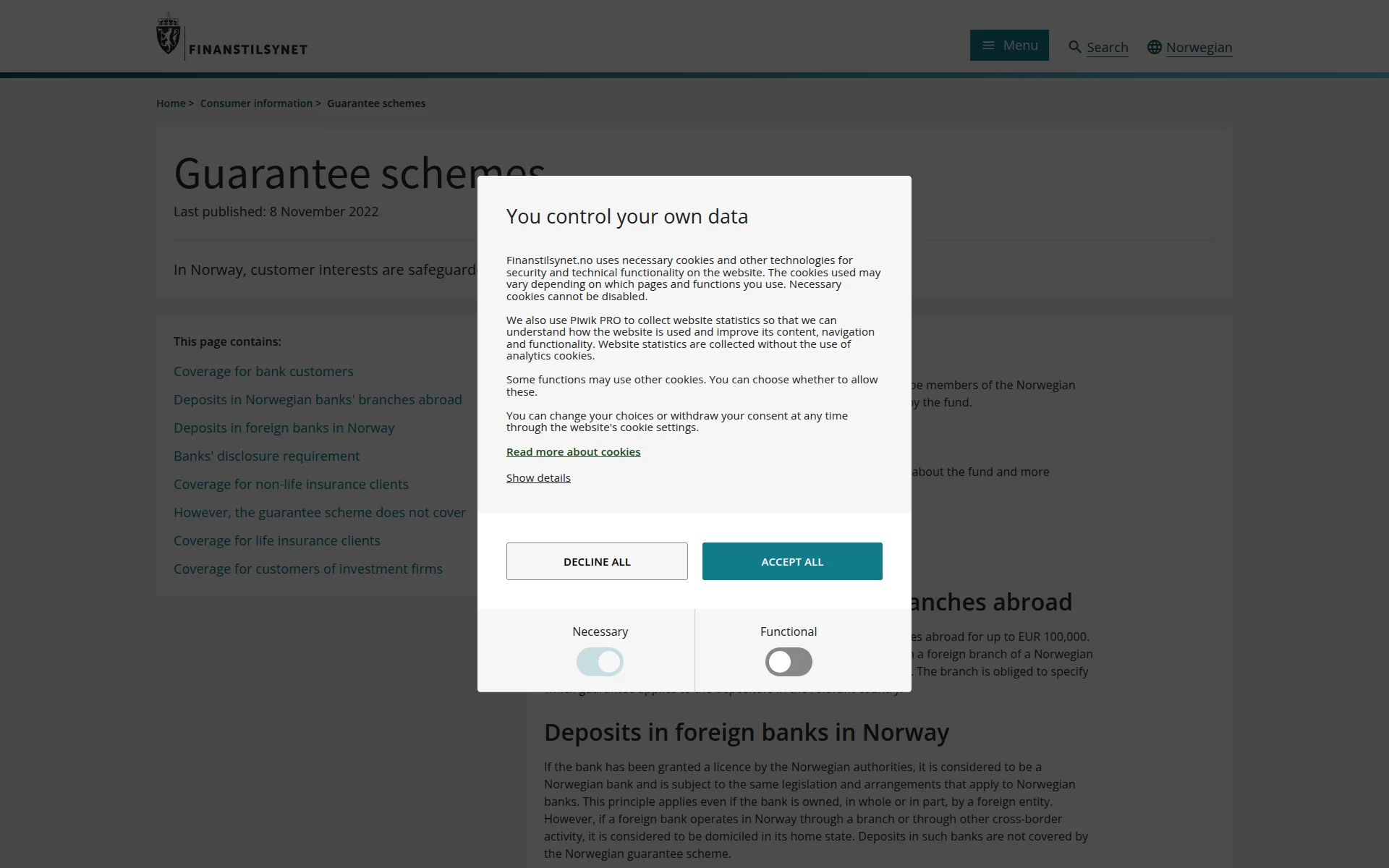 finanstilsynet.no 主页截图