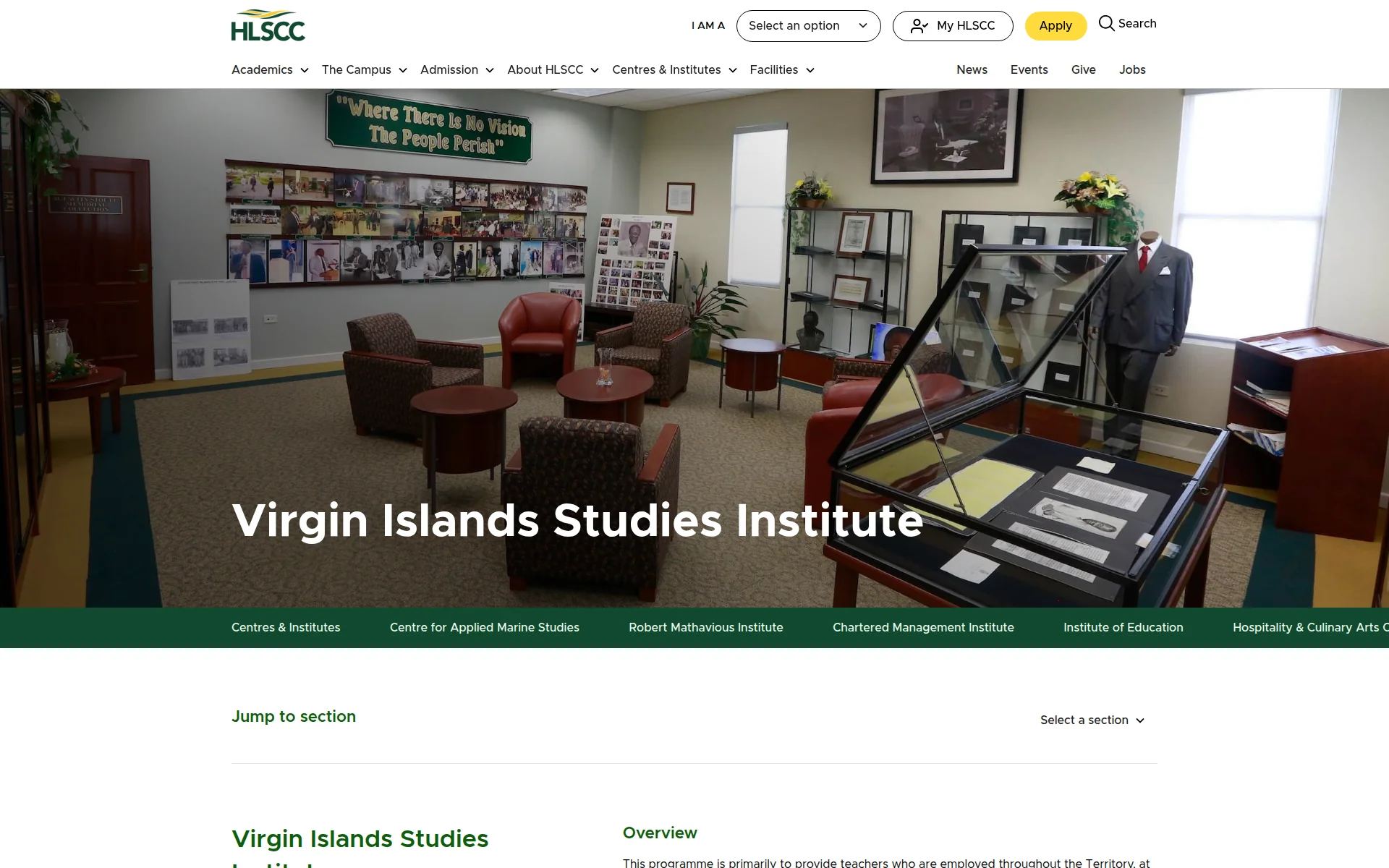 hlscc.edu.vg 主页截图